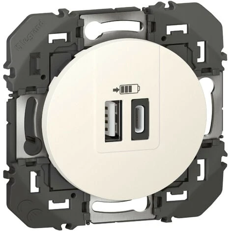 Double Chargeur USB 1 Type A + 1 Type C Dooxie Blanc / Legrand 1 Double Chargeur USB 1 Type A + 1 Type C Dooxie Blanc / Legrand