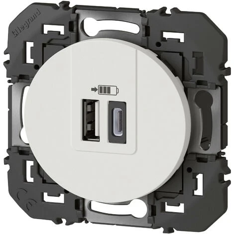 Double Chargeur USB 1 Type A + 1 Type C Dooxie Blanc / Legrand 2 Double Chargeur USB 1 Type A + 1 Type C Dooxie Blanc / Legrand – Image 2