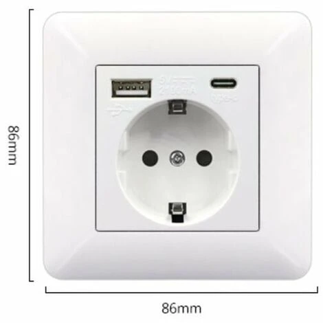 Panneau De Prises Françaises Type-c+USB16A Type 86, Nombre De Prises : 2 Trous, Nombre De Ports USB : 1, Nombre De Ports Type-c : 1, Sûr Et Ferme(arc Blanc) 2 Panneau De Prises Françaises Type-c+USB16A Type 86, Nombre De Prises : 2 Trous, Nombre De Ports USB : 1, Nombre De Ports Type-c : 1, Sûr Et Ferme(arc Blanc) – Image 2