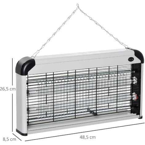 Outsunny Lampe UV Anti-insectes Anti Moustique Tue Mouche électrique Destructeur D'insectes 30 W Noir Gris 3 Outsunny Lampe UV Anti-insectes Anti Moustique Tue Mouche électrique Destructeur D'insectes 30 W Noir Gris – Image 3