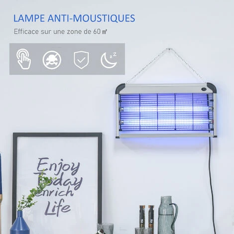 Outsunny Lampe UV Anti-insectes Anti Moustique Tue Mouche électrique Destructeur D'insectes 30 W Noir Gris 4 Outsunny Lampe UV Anti-insectes Anti Moustique Tue Mouche électrique Destructeur D'insectes 30 W Noir Gris – Image 4