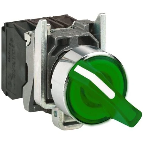 Schneider® Harmony Bouton Tournant Lumineux Vert Ø22 à Manette 2 Positions 24V 1O+1F - XB4BK123B5 1 Schneider® Harmony Bouton Tournant Lumineux Vert Ø22 à Manette 2 Positions 24V 1O+1F - XB4BK123B5