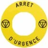 Schneider® Harmony étiquette Circulaire Ø60mm Jaune Logo EN13850 ARRET D URGENCE Pr ZBZ3605 - ZBY9130T