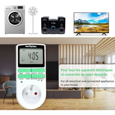 Fishtec® Programmateur Prise Electrique Hebdomadaire - Affichage Digital Grand écran - Economie D'énergie 2 Fishtec® Programmateur Prise Electrique Hebdomadaire - Affichage Digital Grand écran - Economie D'énergie – Image 2