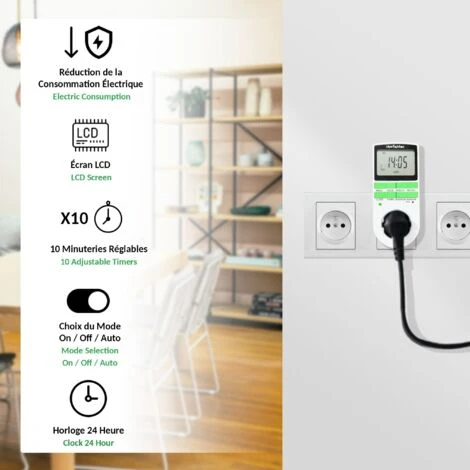 Fishtec® Programmateur Prise Electrique Hebdomadaire - Affichage Digital Grand écran - Economie D'énergie 3 Fishtec® Programmateur Prise Electrique Hebdomadaire - Affichage Digital Grand écran - Economie D'énergie – Image 3