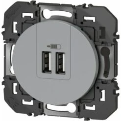 Chargeur 2 USB - A+A - 2.4A - 12W - Dooxie - Aluminium Composable - Legrand