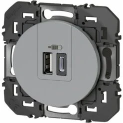 Chargeur 2 USB - A+C - 3A - 15W - Dooxie - Aluminium Composable - Legrand