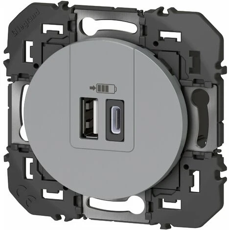 Chargeur 2 USB - A+C - 3A - 15W - Dooxie - Aluminium Composable - Legrand 1 Chargeur 2 USB - A+C - 3A - 15W - Dooxie - Aluminium Composable - Legrand