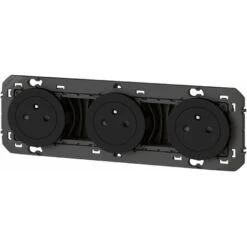 Triple Prise De Courant 2P+T Affleurante Dooxie 16A Précâblées - Noir - Legrand