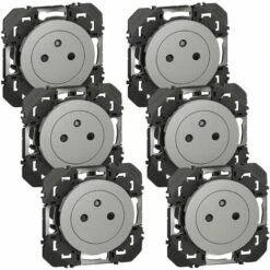 Lot De 6x2P+T Affleurante Dooxie - Aluminium - Composable - Legrand