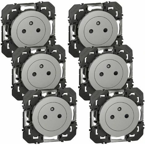 Lot De 6x2P+T Affleurante Dooxie - Aluminium - Composable - Legrand 1 Lot De 6x2P+T Affleurante Dooxie - Aluminium - Composable - Legrand