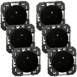 Lot De 6 Prises 2P+T Affleurante Avec Terre Dooxie Noir - Composable - Legrand