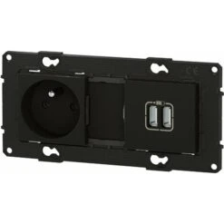 Legrand Prise De Courant 2P+T + Prise Double Chargeur USB - 2400 MA - Nuit - Bticino