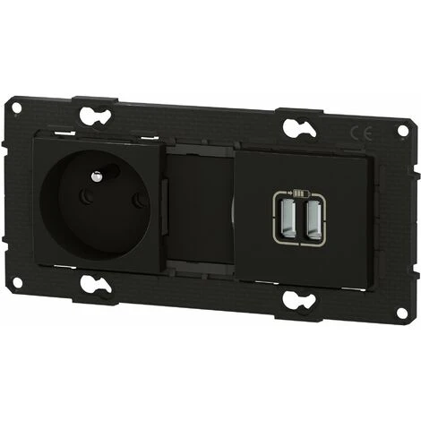 Legrand Prise De Courant 2P+T + Prise Double Chargeur USB - 2400 MA - Nuit - Bticino 1 Legrand Prise De Courant 2P+T + Prise Double Chargeur USB - 2400 MA - Nuit - Bticino