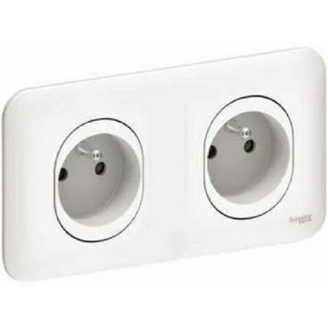 Schneider® Double Prise De Courant 2P+T 16A Avec Plaque Schneider Ovalis Blanc S260069 Précablée 1 Schneider® Double Prise De Courant 2P+T 16A Avec Plaque Schneider Ovalis Blanc S260069 Précablée