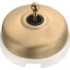 DIMBLER - Interrupteur Va & Vient Porcelaine Blanche Coque Dorée Satinée Réf. 60308523 - FONTINI