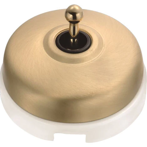 DIMBLER - Interrupteur Va & Vient Porcelaine Blanche Coque Dorée Satinée Réf. 60308523 - FONTINI 1 DIMBLER - Interrupteur Va & Vient Porcelaine Blanche Coque Dorée Satinée Réf. 60308523 - FONTINI