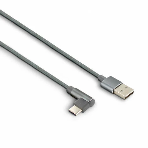 Câble USB-C /USB-A Coudé Nylon 1 M - Gris 2 Câble USB-C /USB-A Coudé Nylon 1 M - Gris – Image 2