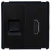 Prise HDMI + RJ45 Internet Modern Noir