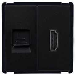 Prise HDMI + RJ45 Internet Modern Noir