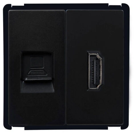 Prise HDMI + RJ45 Internet Modern Noir 1 Prise HDMI + RJ45 Internet Modern Noir