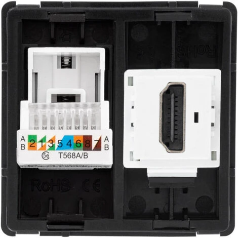 Prise HDMI + RJ45 Internet Modern Noir 2 Prise HDMI + RJ45 Internet Modern Noir – Image 2