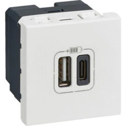 Double Chargeur USB Mosaic - Type A+C - 2 Modules - Composable - Blanc - Legrand