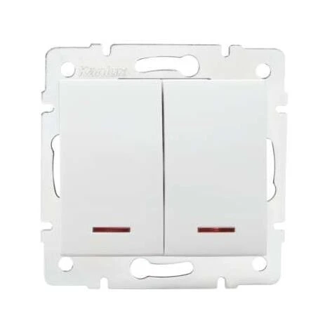 Interrupteur Encastrable Double Avec Voyant Lumineux LED LOGI Blanc 1 Interrupteur Encastrable Double Avec Voyant Lumineux LED LOGI Blanc