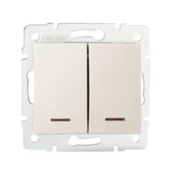 Interrupteur Encastrable Double Avec Voyant Lumineux LED LOGI Crème