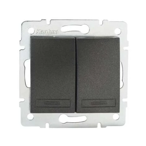 Interrupteur Encastrable Double DOMO Graphite 1 Interrupteur Encastrable Double DOMO Graphite