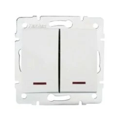 Interrupteur Encastrable Double Avec Voyant Lumineux LED DOMO Blanc