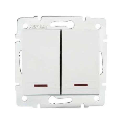 Interrupteur Encastrable Double Avec Voyant Lumineux LED DOMO Blanc 1 Interrupteur Encastrable Double Avec Voyant Lumineux LED DOMO Blanc