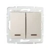 Interrupteur Encastrable Double Avec Voyant Lumineux LED DOMO Crème