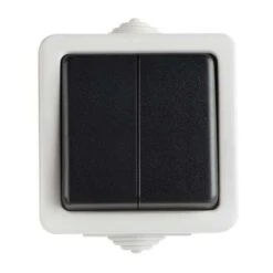 Interrupteur Va-et-Vient Double Étanche TEKNO Noir