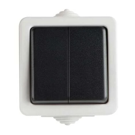 Interrupteur Va-et-Vient Double Étanche TEKNO Noir 1 Interrupteur Va-et-Vient Double Étanche TEKNO Noir