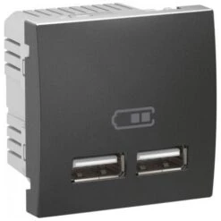 Schneider Electric Double Chargeur USB 2.1A Encastré Couleur Graphite (sans Support Ni Plaque) Unica SCHNEIDER MGU3.418.12
