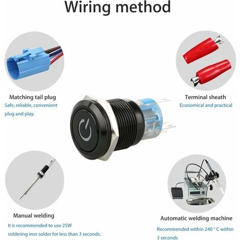 Interrupteur à Bouton Poussoir De Verrouillage En Métal DC 12V, Interrupteur Marche / Arrêt SPDT De Bateau De Camion De RV De Voiture à 4 Broches, Interrupteur Marin Rond étanche Avec Lumière LED Bleu 5 Interrupteur à Bouton Poussoir De Verrouillage En Métal DC 12V, Interrupteur Marche / Arrêt SPDT De Bateau De Camion De RV De Voiture à 4 Broches, Interrupteur Marin Rond étanche Avec Lumière LED Bleu – Image 5