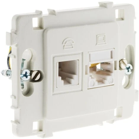 Prise RJ11 + RJ45 Nu Blanc - Clarys 1 Prise RJ11 + RJ45 Nu Blanc - Clarys