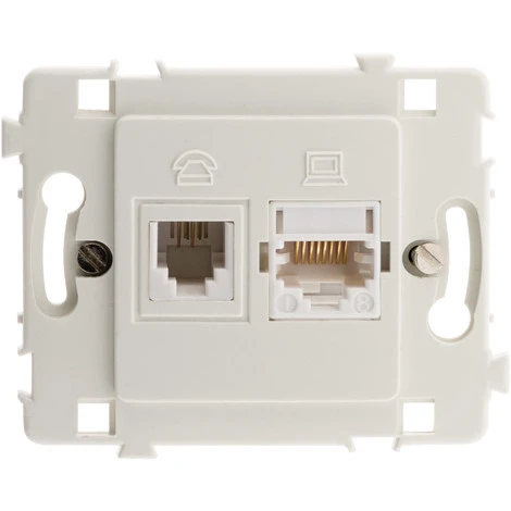 Prise RJ11 + RJ45 Nu Blanc - Clarys 2 Prise RJ11 + RJ45 Nu Blanc - Clarys – Image 2