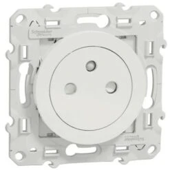 Schneider® Odace - Prise De Courant 2P+T Affleurante - Blanc - Connexion Rapide (S520052)