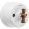 GARBY - Interrupteur Va & Vient Porcelaine Blanche Manette Bois Hêtre 10A-250V - Réf. 30308213 - FONTINI