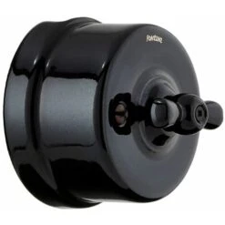 GARBY - Interrupteur Va & Vient Porcelaine Noire Manette Porcelaine Noire 10A-250V - Réf. 30308273 - FONTINI