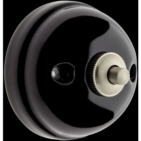 GARBY - Bouton Poussoir Porcelaine Noire 10A-250V Réf. 30310273 - FONTINI 2 GARBY - Bouton Poussoir Porcelaine Noire 10A-250V Réf. 30310273 - FONTINI – Image 2