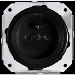 GARBY COLONIAL - Prise Avec Terre Porcelaine Noire 16A-250V Réf. 31208273 - FONTINI