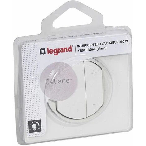 Legrand Interrupteur Variateur Avec Plaque Céliane - 300W - Blanc 1 Legrand Interrupteur Variateur Avec Plaque Céliane - 300W - Blanc