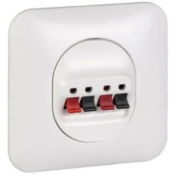 Schneider® Ovalis - Prise Haut-parleurs 2 Sorties - 4 Bornes à Ressorts - Fixation Par Vis (S260488)