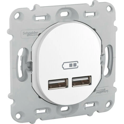 Schneider® Ovalis - Double Chargeur Usb 2.1 A - Sans Plaque De Fintion - Blanc (S261407) 1 Schneider® Ovalis - Double Chargeur Usb 2.1 A - Sans Plaque De Fintion - Blanc (S261407)