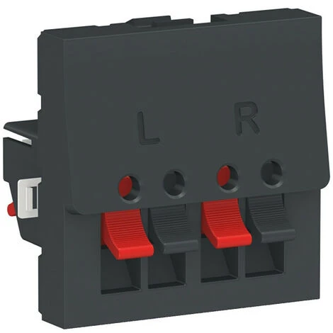 Schneider® Unica - Prise Haut-parleur 2 Sorties Rouge + Noir - 2 Mod - Anthraci - Méca Seul (NU348654) 1 Schneider® Unica - Prise Haut-parleur 2 Sorties Rouge + Noir - 2 Mod - Anthraci - Méca Seul (NU348654)