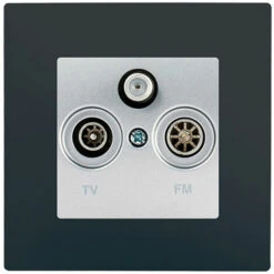 Prise TV FM SAT Silver Delta Viva + Plaque Anthracite - SIEMENS - SIEMENS