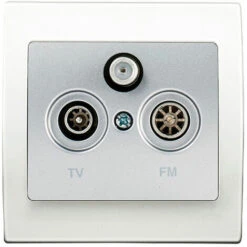 Prise TV/FM/SAT Silver Delta Iris + Plaque Basic Blanc - SIEMENS - SIEMENS